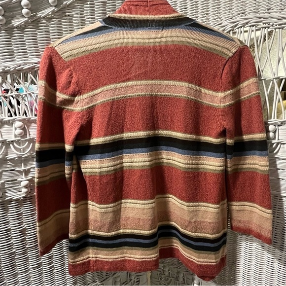 CHAPS Denim Womens Size S Linen Blend Cardigan Southwestern Striped Knit Sweater - Picture 4 of 16
